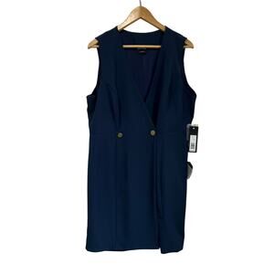 Bebe Sleeveless Surplice V Neck Button Front Career Dress NWT Size L